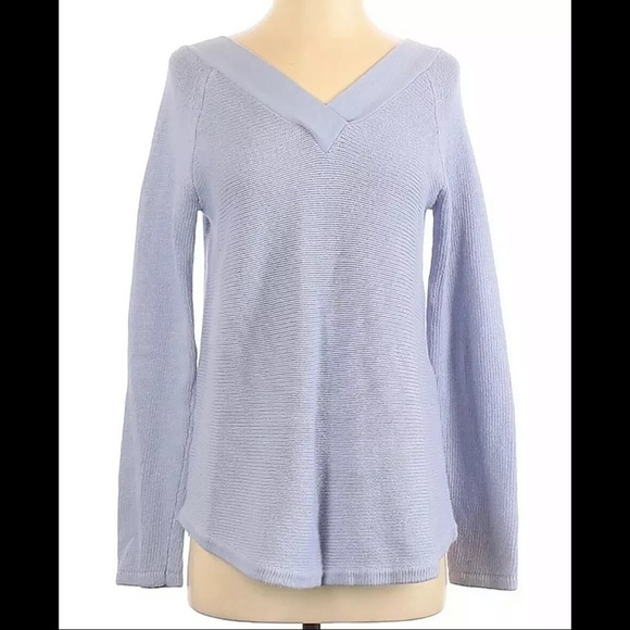 Knitted and Knotted Anthro Purple V Neck Sweater - Picture 2 of 8